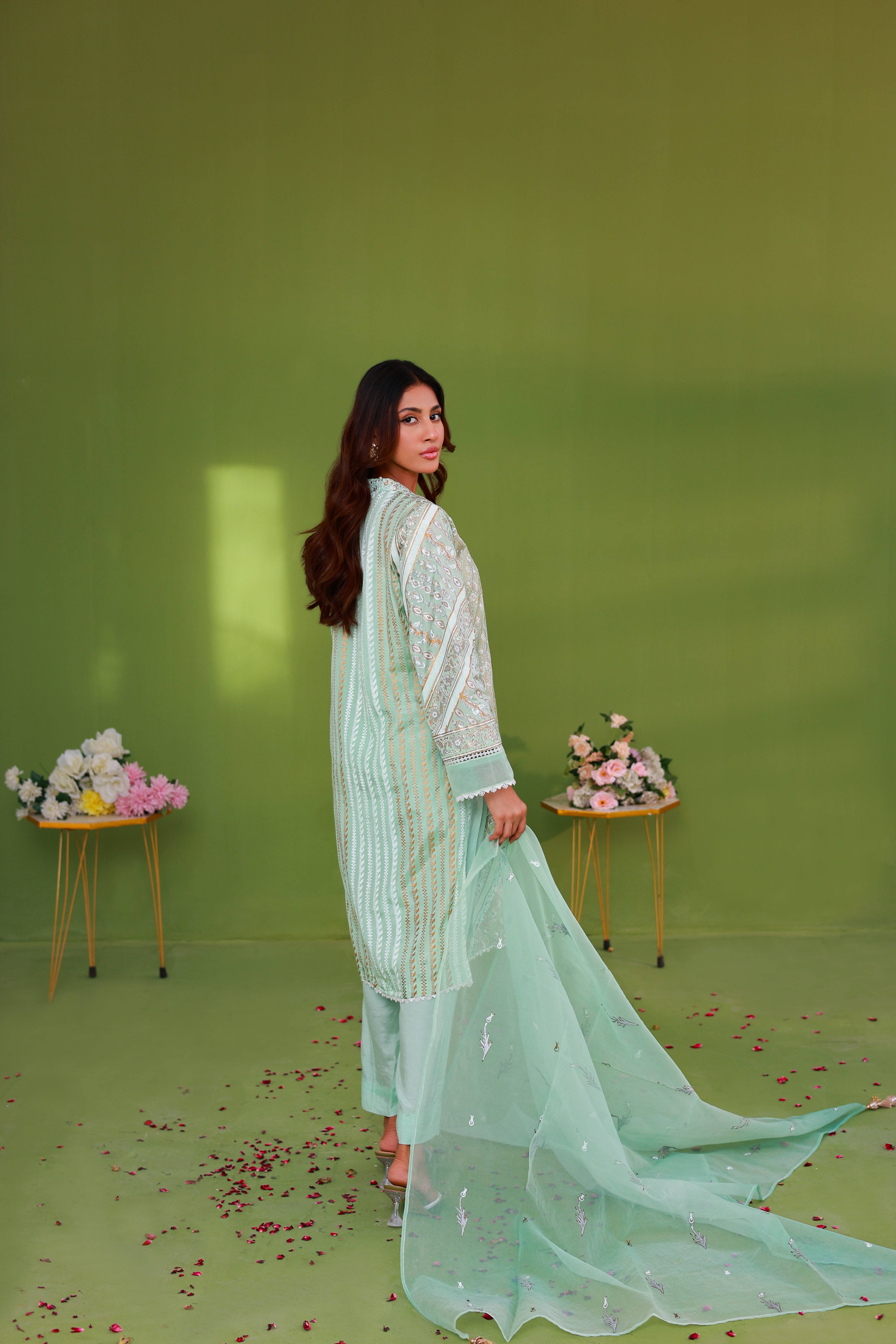Mint Green Chikankari Embroidered Suit