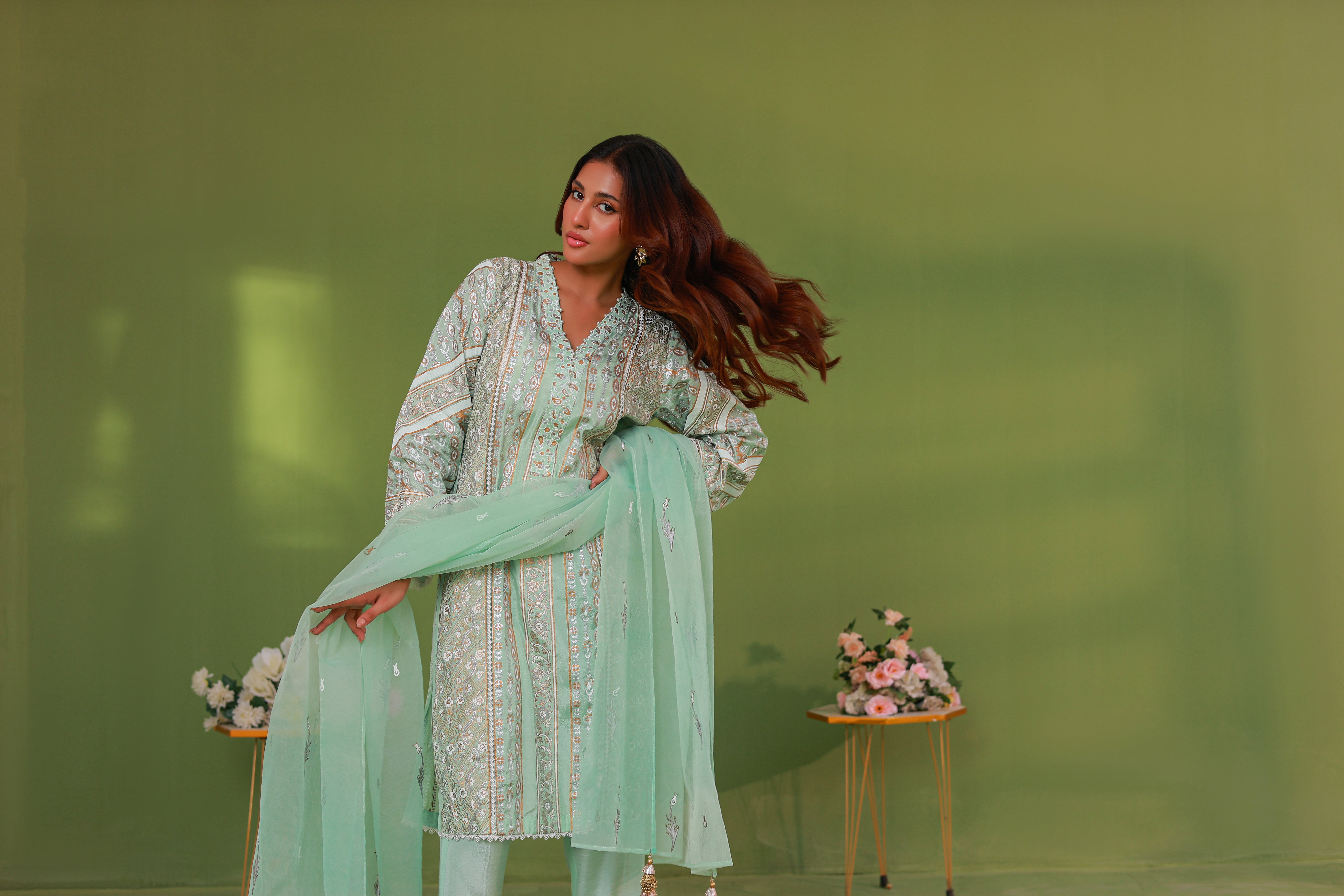 Mint Green Chikankari Embroidered Suit