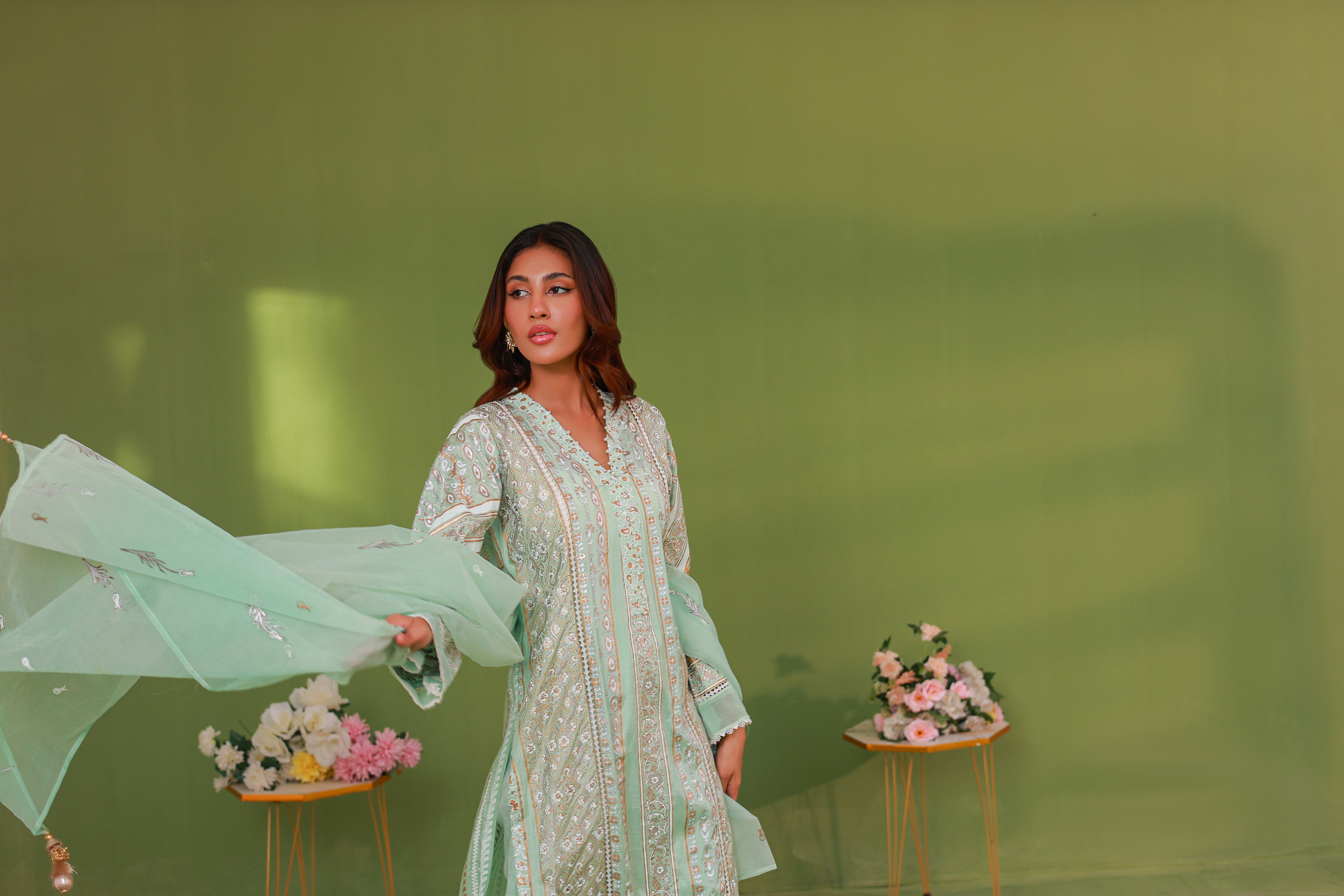 Mint Green Chikankari Embroidered Suit