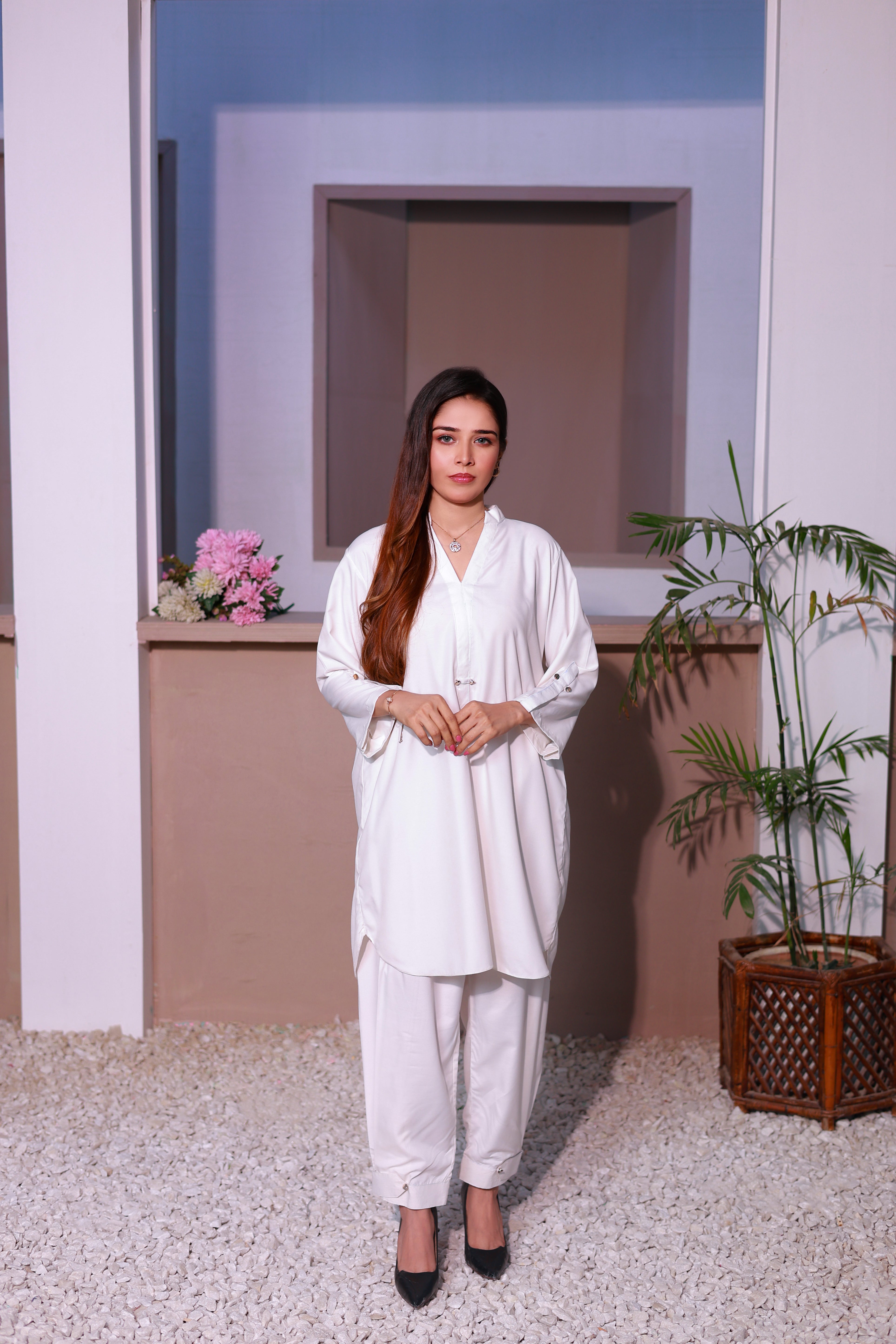 White Viscose Lawn Co-Ord Set