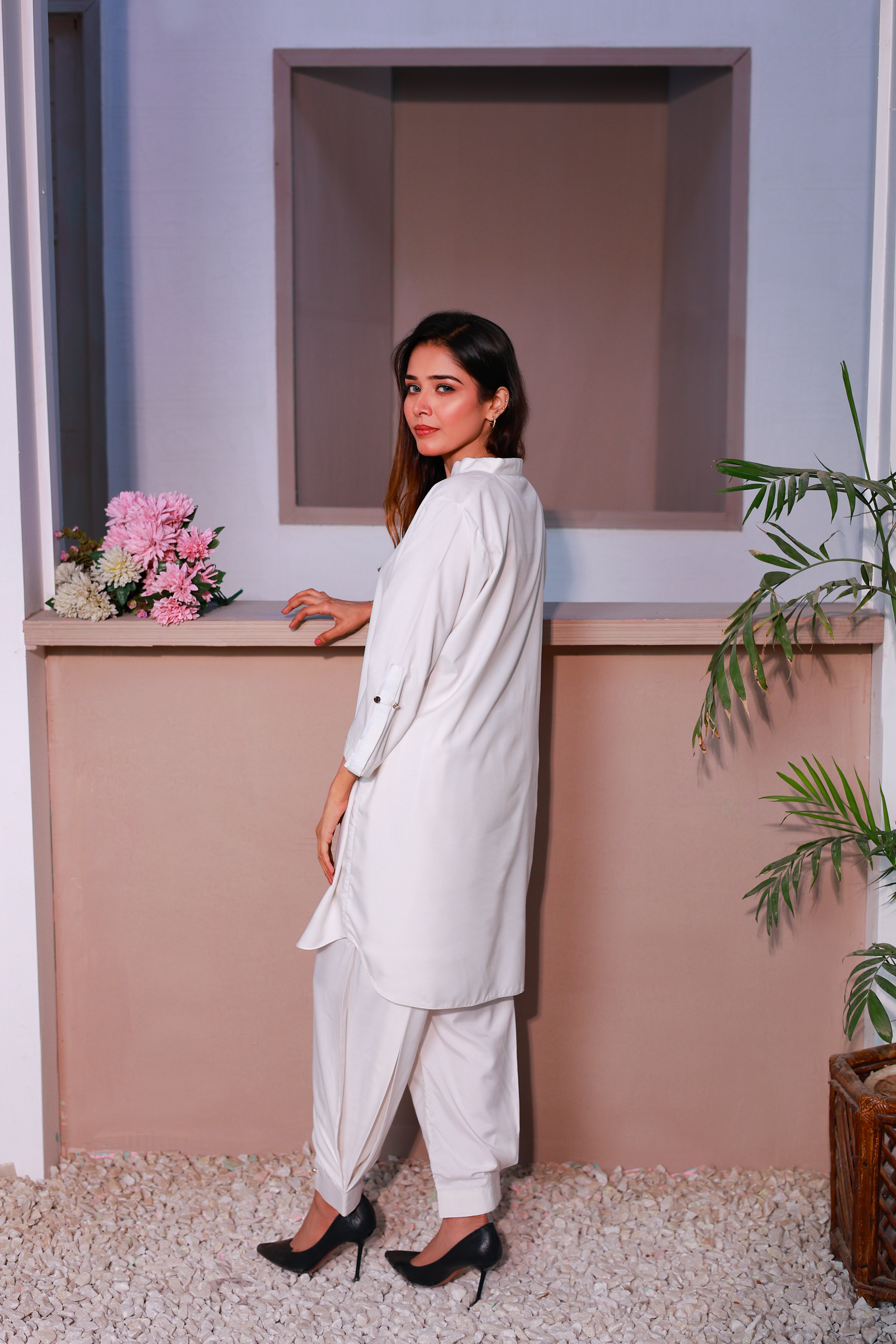 White Viscose Lawn Co-Ord Set