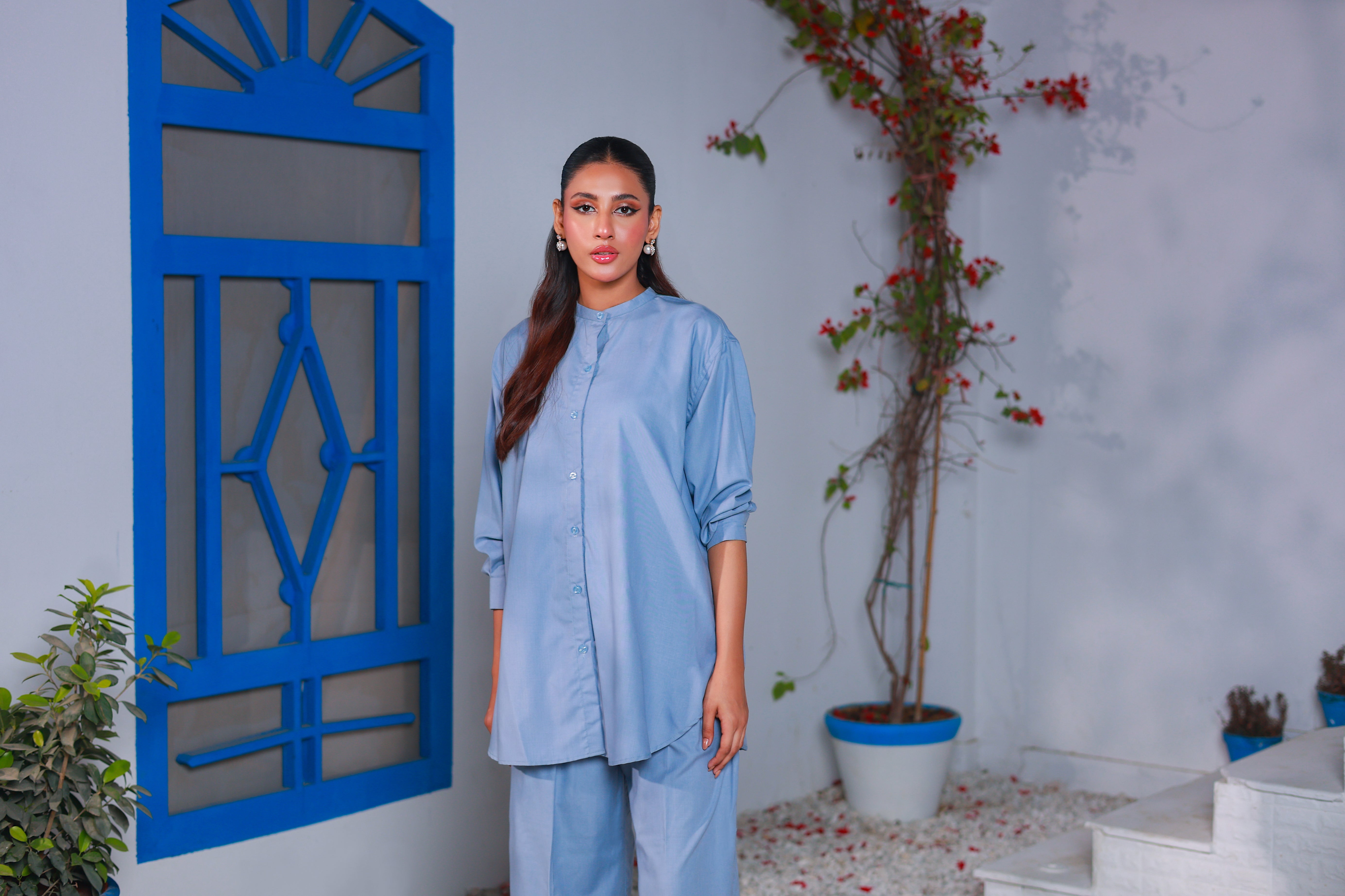 Mono light blue Co-ord Set